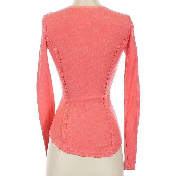 Free People XS Lace Up Long Sleeve Top Orange - Picture 2 of 2